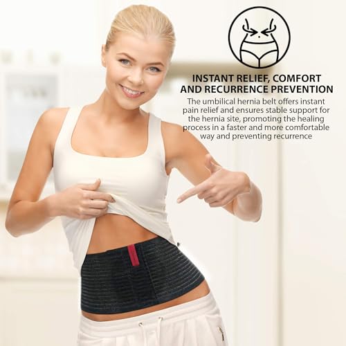 Image of ORTONYX Umbilical Hernia Belt for Men and Women / 6.25 inch Abdominal Binder With Hernia Support Pad /Post-Surgical Belly Band - Black OX5241-L /XL (Pack of 2)