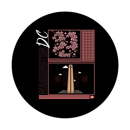 Washington DC Cherry Blossom Floral Pop Culture Tee, Nationa PopSockets Swappable PopGrip, Black - Image 3