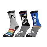 Bioworld PlayStation Men's Console Controller Logo Designs 3-Pack Mid-Calf Adult Crew Socks Shoe Size 8-12