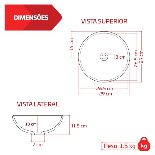 Cuba Pia De Apoio Vidro Redonda 29cm Para Banheiro Lavabo