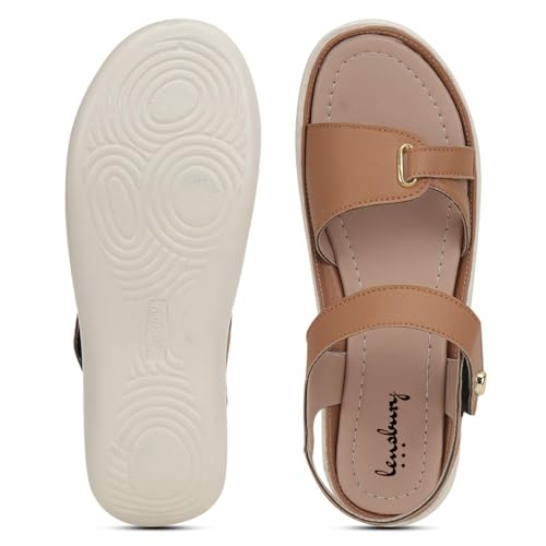 Image of LENSBURY Women Stylish Slippers Flip Flops Cream Flat Slip on Sandals I Stylish and Casual I Comfortable & Lightweight LBFL35