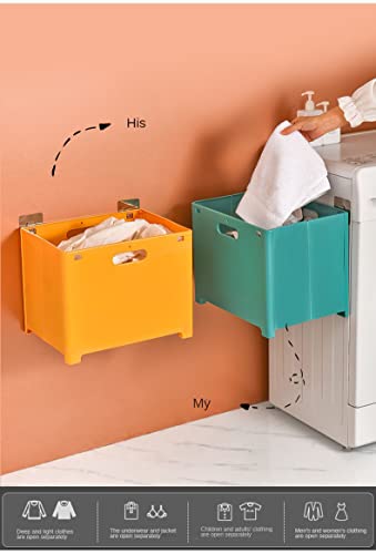 Wall-Mounted Collapsible Dirty Clothes Hamper, Hanging Laundry Hamper，Dirty Clothes Storage Basket, Bathroom Dirty Clothes Basket (Blue,Small) #TOP6