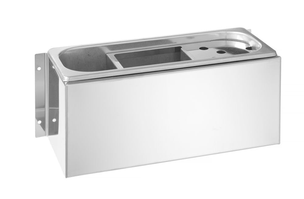HENDI Lavador de cucharas para helados, línea de suministro de agua de 3/8", línea de drenaje de 3/4", 270x111x(H)115mm, acero inoxidable AISI 304