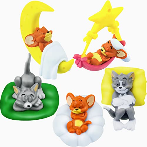 5Pcs Cute Version Pvc Tom And Jerry Sleeping Series Figure Q Version Anime Cat And Mouse Figure Set #TOP22