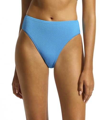 Seafolly Women's Standard Hipster Bikini Bottom Swimsuit with Cheeky Coverage, Sea Dive Turquoise, 12