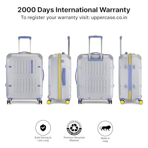 Image of uppercase Hexa Medium Solid Trolley Bag with TSA Lock, Durable for Travel, RCS Certified for Sustainability, Anti-Theft Zippers and Double Wheels, Suitcase for Men & Women