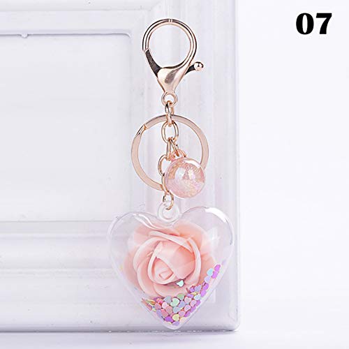 Preisvergleich Produktbild MNBVC Pailletten Glitter Rose Schlüsselbund Anhänger transparente Kunststoff Schlüsselbund Damen Auto Handtasche Schlüsselbund