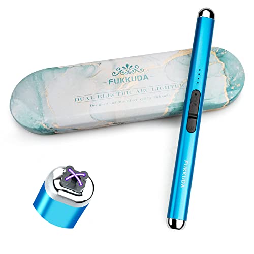 Dual Arc Electric Candle Lighter Gift Box Rechargeable USB Lighter Gifts for Women Men Plasma Arc Lighters for Candle Gift Choice (Sapphire Blue)