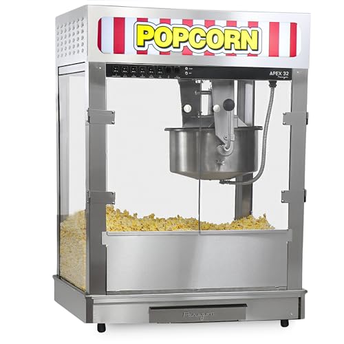 Image of Apex 32 oz Large Commercial Popcorn Machine with Stand, 660 oz /hr Capacity, LED Sign, Heated Base