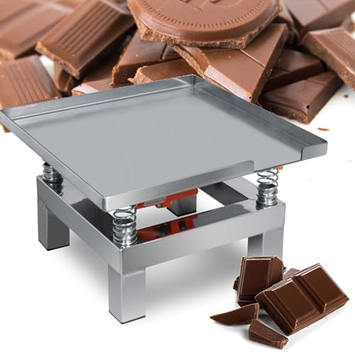 IEOWY Plataforma vibratoria de Acero Inoxidable de 13,78' × 13,78', Mesa vibratoria de hormigón de 110 V220 V, Capacidad de Carga de 10 kg, para fabricación de Chocolate, llenado de moldes, 220 V