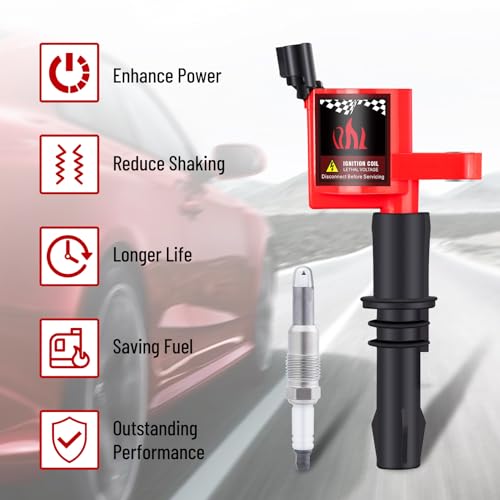 B4B BANG 4 BUCK Set of 8 Ignition Coil Pack DG511 & Spark Plugs SP546 SP515 Compatible with 5.4L Ford Expedition F150 F250 F350 Super Duty Lincoln Navigator Mark LT (Straight Boot)