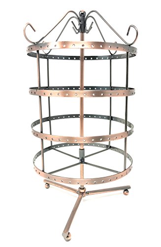 4 Tiers Copper Color Rotating 92 Pairs Earring Holder ~Necklace Organizer Stand ~ Jewelry Stand Display Rack Towers