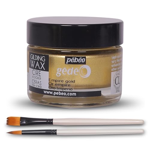 Pebeo Gilding Wax 30ml Empire Gold Gilding Wax for Crafting Antiquing Wax for Crafts and Professional Finish Gilding Wax for Wood Metal and More Bundled with Moshify Application Brushes