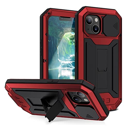 Étui métal iPhone 13 Pro Max antichoc avec protège-écran coque armure blindée rouge - 2