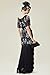 BABEYOND Women's Flapper Dress 1920s V-Neck Evening Gown Sequin Beaded Maxi Dress for Wedding Black Silver