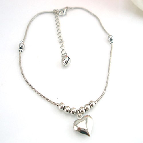 Meily Women's Summer Single Heart Ankle Double Chain Anklet Bracelet #TOP1