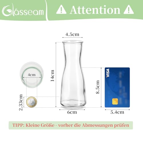 Glasseam Kleine Glasvasen für Tischdeko, Klar Flower Vase Klein 12 Stück Blumenvasen Modern, Minimalistische Blumenvase Glas Vasen Set für Hochzeit Party Esstisch Tafelaufsatz Tischvase Deko