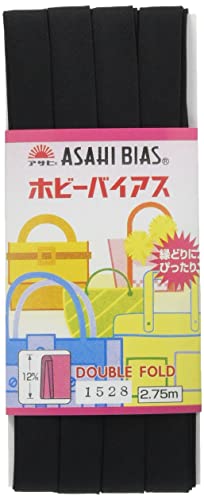 Asahi Hobby Bias, 0.5 inch (12 mm) Wide, Col. 1528, Black, Edge Type, 3 Pack