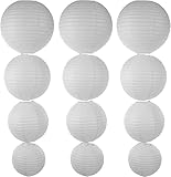 12 Pack White Paper Lanterns for Christmas Decorations,Hanging Paper Lanterns Decoration for Party, Classroom, Wedding, Home Decoration