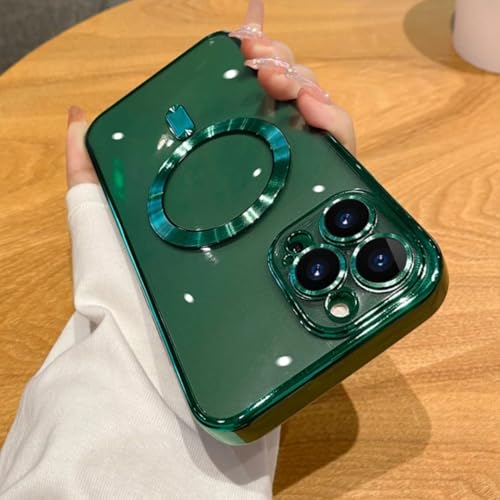 Coque iPhone 15 Plus transparente verte aimantée pour le quotidien
