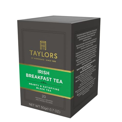 Image of Taylors of Harrogate Irish Breakfast, Black Tea, Pillow Bags, 20 Count (Pack of 6), Rich, Bright & Malty, Caffeinated, Enjoy Hot or Iced, 120 Teabags Total