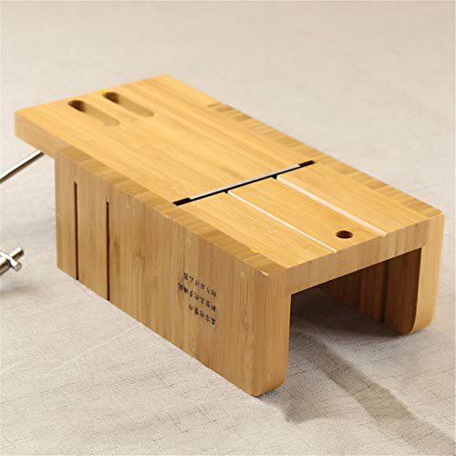 Pure Vie Multi-Function Practical Adjustable Bamboo Soap Making Kit + Stainless Steel Beveler Planer Wire Slicer For Making Loaf Soap Cheese Diy Cutting Making -Handmade Craft Soap Making Kitchen Tool #TOP7