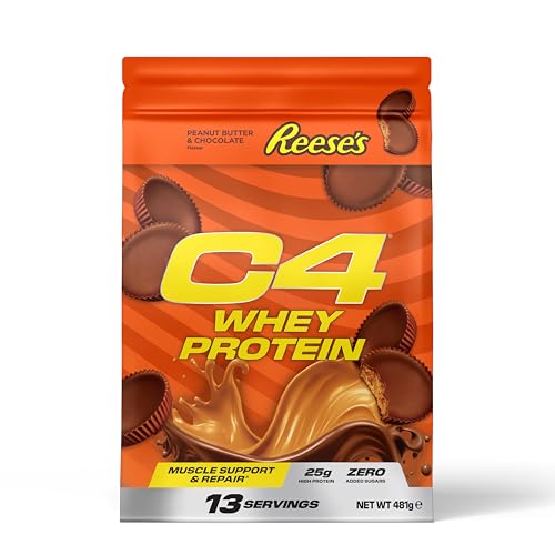 Cellucor C4 Whey Protein Powder, Reese's Peanut Butter & Chocolate, 25g Protein, Low Sugar, Post-Workout Recovery, 13 Servings