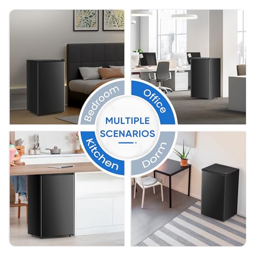 NEWBULIG Mini Fridge with Freezer 3.2 Cu.Ft Small Refrigerator for Office, Dorm, Small Fridge with Adjustable Thermostat, Energy Saving, Singel Door, Black by NEWBULIG - Image 3