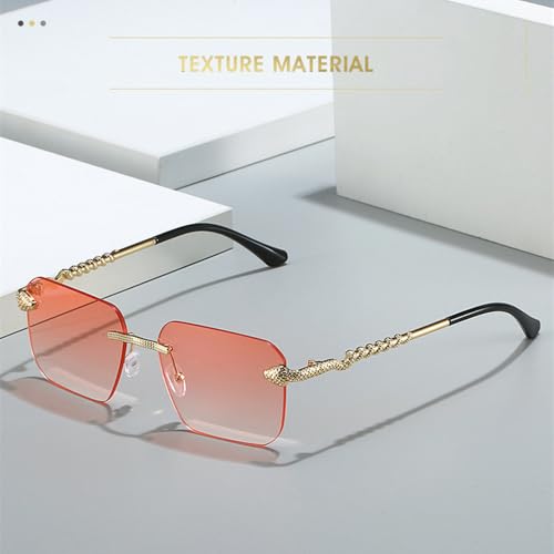 Men's Frameless Sunglasses Fashion Personalized Snake Shaped Metal Frame Retro Simple And Exquisite，L78423