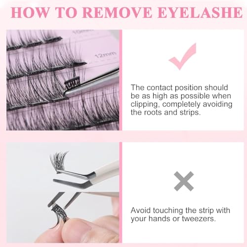 Image of MAYCREATE False Eyelashes, Lash Extensions Natural Pre-glued Cluster Lashes D Curl Individual Lash Extensions Anime Lashes for DIY Eyelash Extension
