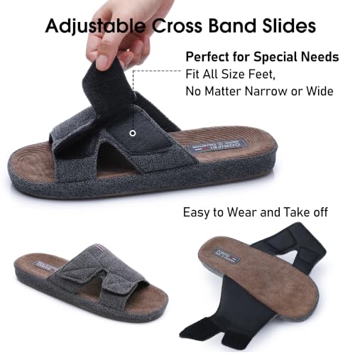 Image of House Slippers for Men Open Toe with Low Arch Support Rubber Sole