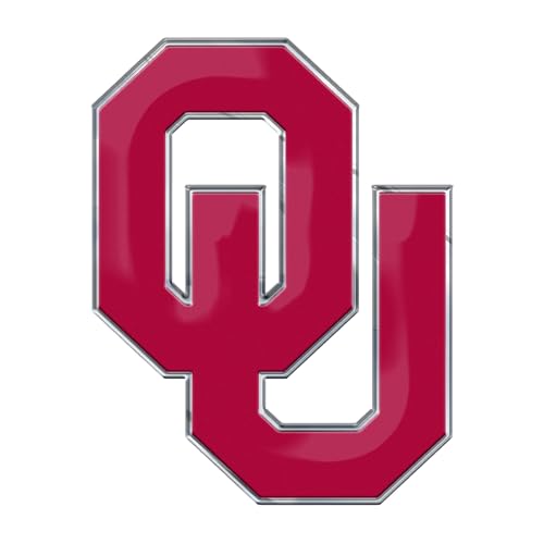Image of FANMATS 60549 Oklahoma Sooners Heavy Duty Aluminum Embossed Color Emblem, Auto Emblem Decal