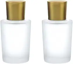 Pacote com 2 atomizadores de perfume de vidro branco fosco, 50 ml, rude, vazio, recarregável, para homens e mulheres, frasco portátil de spray de névoa fina, dispensador de perfume para viagens