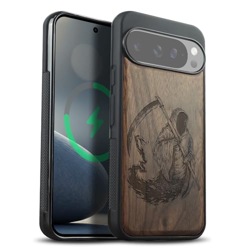 Coque de téléphone Pixel 10 Pro XL bumper TPU et bois de noyer