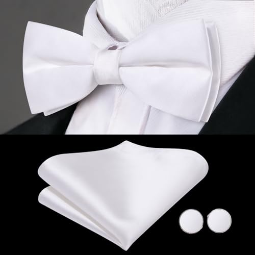 Image of Dubulle Mens Cummerbund and Bow Tie Set Paisley Floral Pretied Bowties for Men Pocket Square Cufflinks Wedding Business
