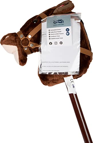 small foot Steckenpferd Donner mit Sound und weichem Textilkopf, Holzstecken mit zwei Rollen, ab 3 Jahren 4105