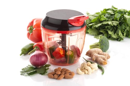 Image of Premium Smart Pull Chopper with 6 Stainless Steel Blades | Manual Vegetable Fruit Nut Onion Chopper & Hand Food Processor | Meat Grinder Mixer Slicer Shredder Salad Maker (Multicolor)