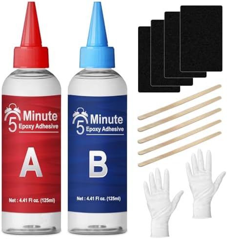 5 Minutes Epoxy Kleber 250ml, Zäher Dauerhafter Hitzebeständiger 2 Komponenten Kleber Epoxidharz, Schnell Aushärtender Klarer Zwei Komponentenkleber für Metall, Holz, Fliesen, Kunststoffe