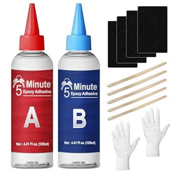 5 Minutes Epoxy Kleber 250ml, Zäher Dauerhafter Hitzebeständiger 2 Komponenten Kleber Epoxidharz, Schnell Aushärtender Klarer Zwei Komponentenkleber für Metall, Holz, Fliesen, Kunststoffe