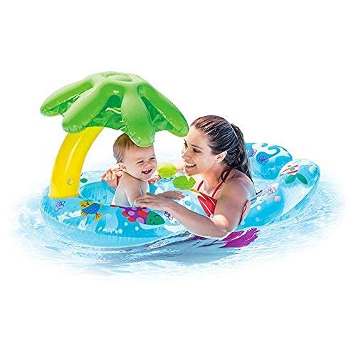 Glan Inflatable Mother & Baby Soft Swim Float Kid's Chair Seat Swim Ring Pool with Leaf Sunshade for Baby-image-43