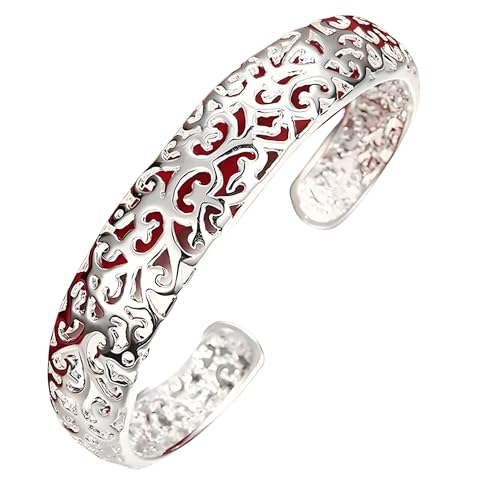 Bracelet jonc ajouré chic plaqué argent : le cadeau idéal avec son design filigrane réglable