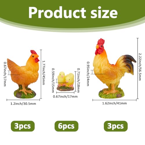 Mini figurines de poulet étanches, décoration miniature robuste pour pot de fleur et bureau - 3