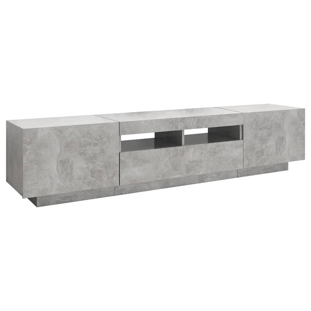 vidaXL Mobile Porta TV con Luci LED Grigio Cemento 180x35x40 cm