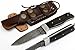 8â€³ Custom Made Horn Handle Skinner Damascus Steel Fixed Blade Hunting Knife With Leather Case