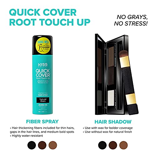 Kiss Quick Cover Root Touch Up Thickening Fiber Spray 3.38Oz (Dark Brown) Instantly Thickens Gray Hair, Concealing Thinning Areas, Highly Water-Resistant #TOP5