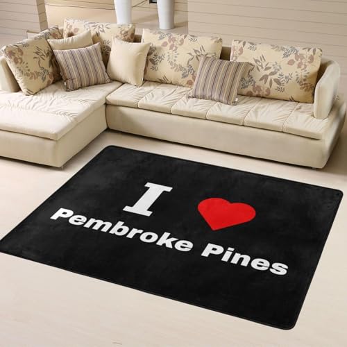 I Love Pembroke Pines Area Rug 63x48in Rugs for Living Room