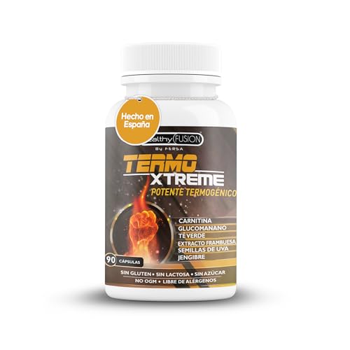 Healthy Fusion TermoXtreme | Pastillas para adelgazar rápido, Quemagrasas, Termogénico, Saciante del Apetito | Adelgazante con L-Carnitina, CLA, Glucomanano | Sin efecto rebote | 90 cápsulas naturales