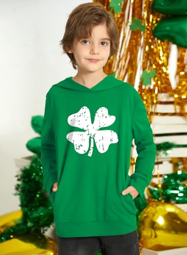 St Patrick's Day Kids Green Hoodie Sweatshirt with Pockets 4-12 Years2