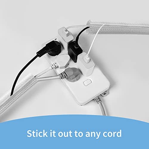 Shinfly Cable Tidy Sleeve, 16mm/0.63"-3m/9.8ft Cord Protector, Heat-Resistant Wire Loom Tubing Sleeve Split Sleeving for USB Cable, Small Power Cord, Audio Cable, Prevent Pets Chewing, White