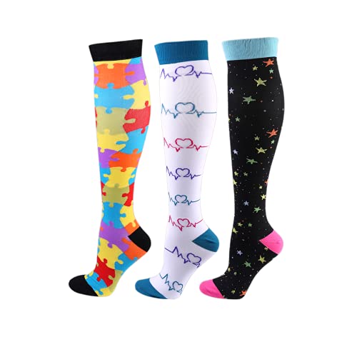 Cheeroyal - 3 pares de calcetines de compresión de 20 a 30 mmHg para hombres y mujeres, ideales para recuperación, enfermeros, correr, maternidad, embarazo, vuelos, viajes, deportes y usos médicos